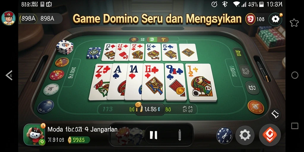 Tampilan permainan Domino yang menarik dan interaktif.