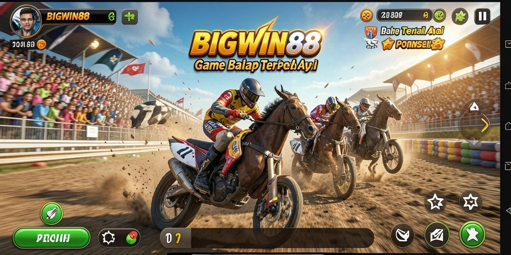 Tampilan gameplay balapan mendebarkan di BIGWIN88.
