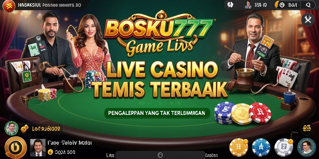 Screenshot gameplay Live Casino BOSKU777 dengan dealer dan pemain yang berinteraksi.