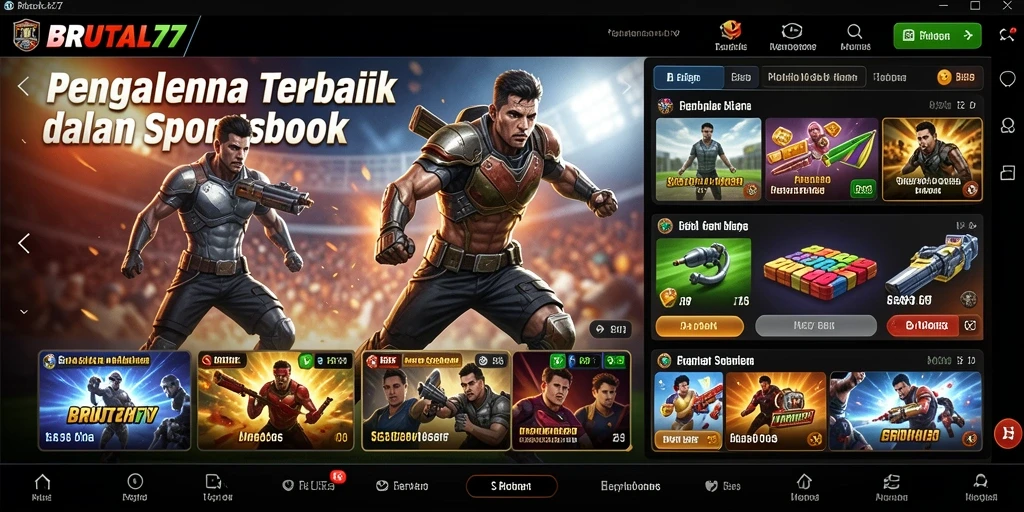 Screenshot gameplay menarik dari <strong>BRUTAL77</strong> yang menunjukkan fitur sportsbook.
