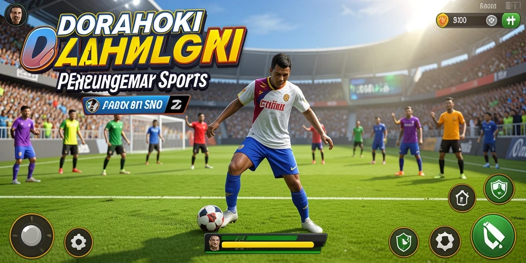 Tampilan gameplay seru di DORAHOKI dengan aksi olahraga yang mendebarkan.