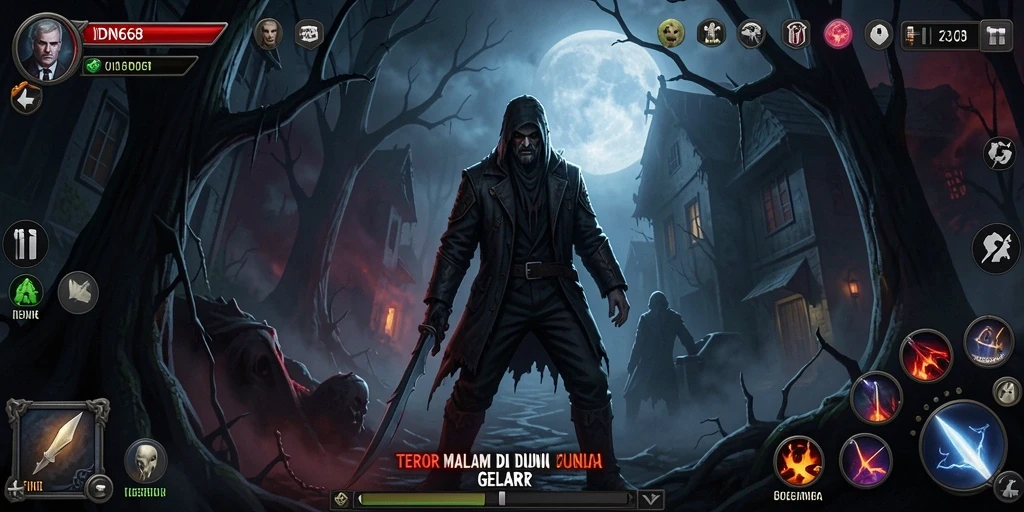 Screenshot gameplay menegangkan di IDN668 dengan suasana Horror yang mencekam.