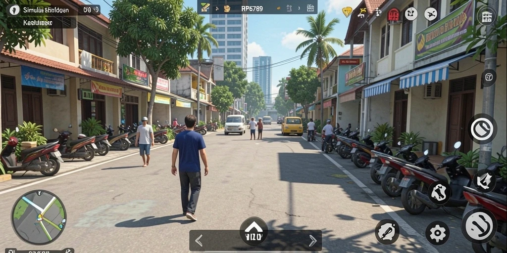 Screenshot gameplay RP6789 yang menunjukkan interaksi sosial dan aktivitas simulasi.