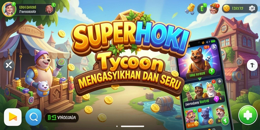 Tampilan menarik dari SUPERHOKI saat membangun bisnis Tycoon.