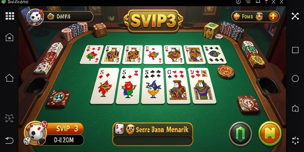 Menampilkan momen seru dalam permainan Domino SVIP3.